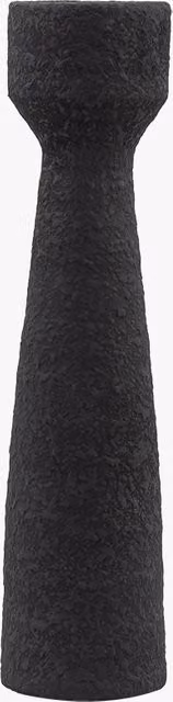 Perch & Parrow Modern Ceramic Taper Candlestick in Black, Small