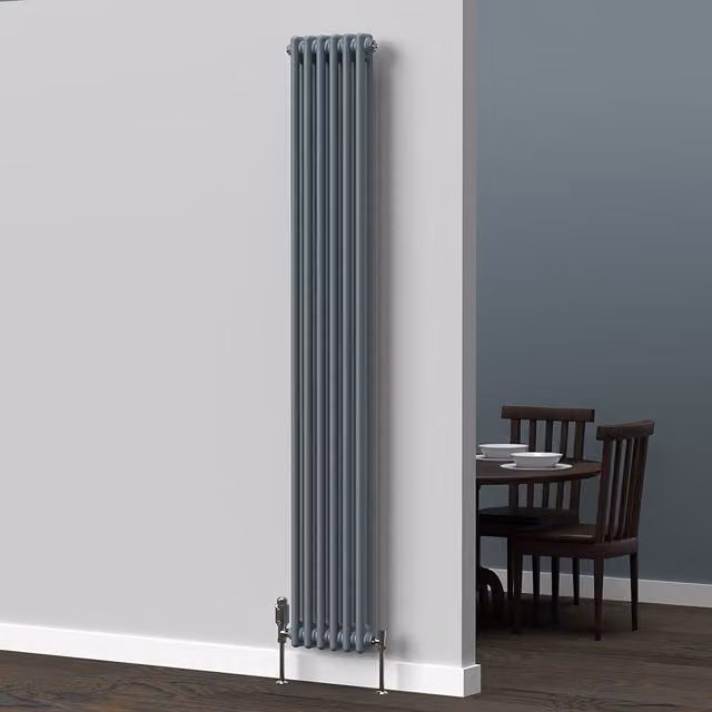 Lux Heat Vertical Coloured Column Radiator in Pebble Grey, H 180 cm x W 29 cm