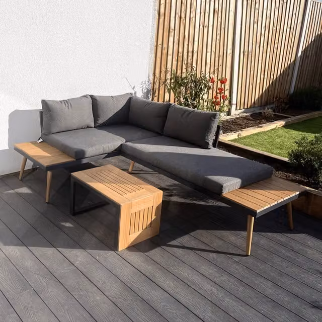 Madefor.living Belmont Metal and Contemporary Sectional Corner Garden Set in Grey