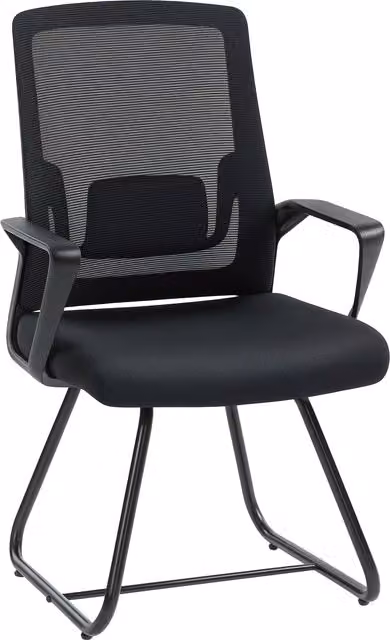 HOMCOM Black Mesh Office Chair with Lumbar Support and Metal Base – 1