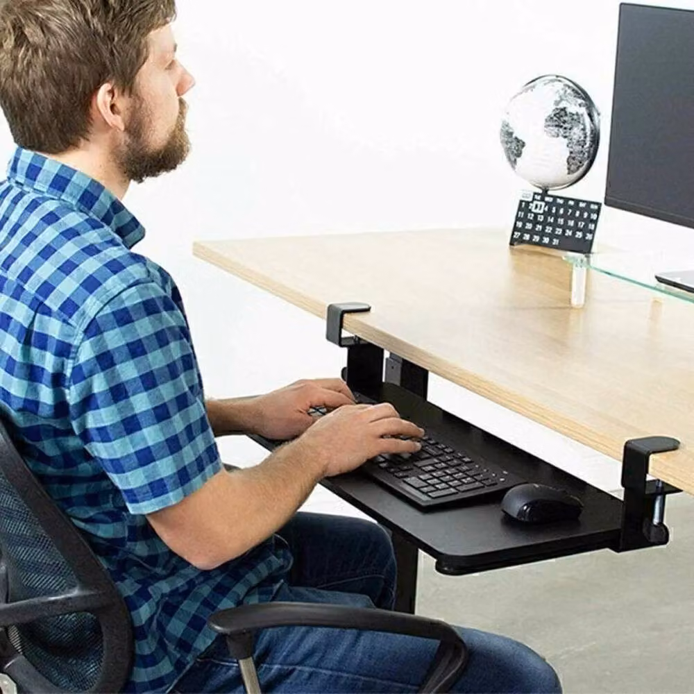 NESTLUNE Under Desk Comfort Keyboard Tray in Black, W: 100 cm, D: 25 cm – 5