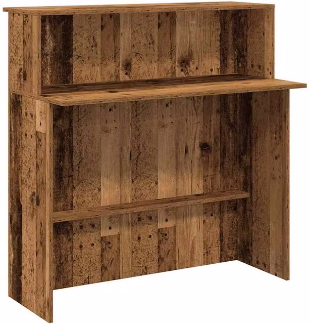Berkfield Home Reception Desk in Brown Old Wood, W/D/H: 100 x 50 x 103.5 cm – 1