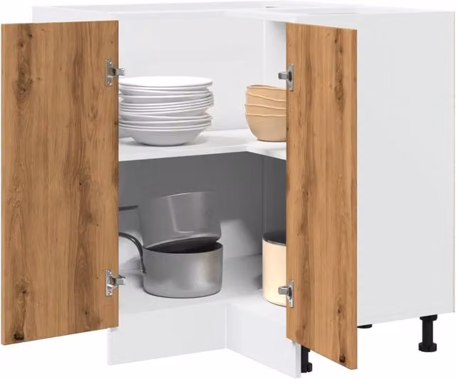 Berkfield Home Lyon Artisan Oak Kitchen Cabinet in Brown, W/D/H: 75.5 x 75.5 x 81.5 cm