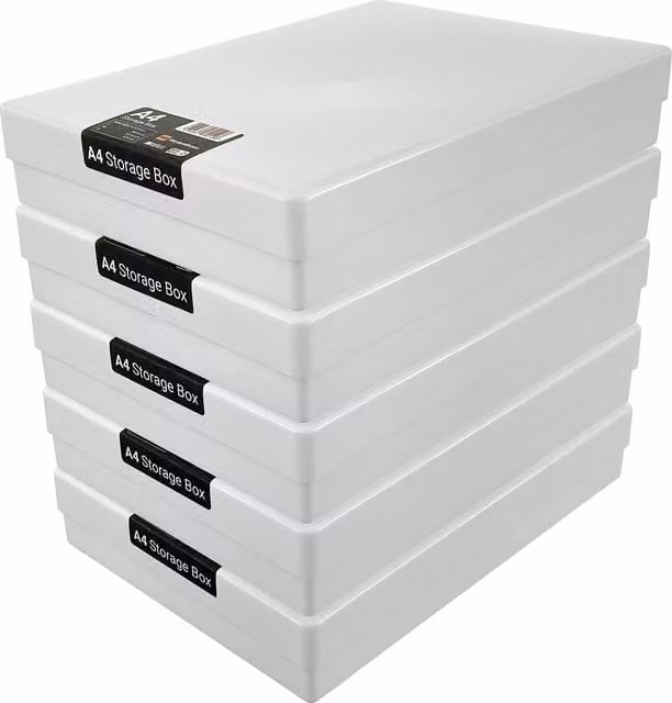 WestonBoxes A4 Heavy Duty Opaque White Plastic Storage Boxes with Lid