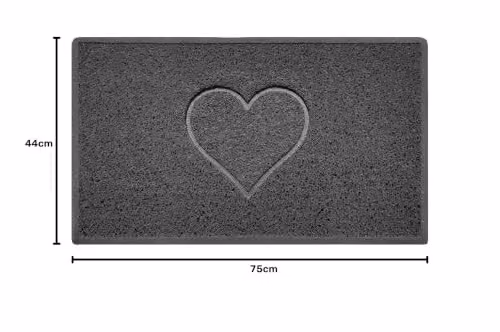 Nicoman Embossed Heart Shape PVC Doormat, Dark Grey, W/D/H: 75 x 45 x 1 cm – 3