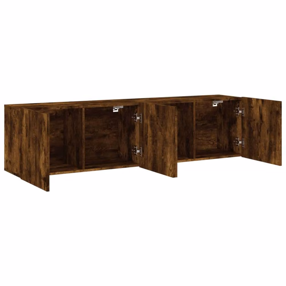 Berkfield Home Wall-mounted TV Cabinets in Smoked Oak Brown, 2 Pieces, W/D/H: 80 x 30 x 41 cm – 4