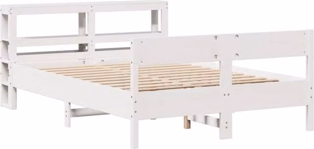 Berkfield Home Decorative Small Double Bed Frame in White Solid Pine Wood, W/D/H: 120 x 200 cm