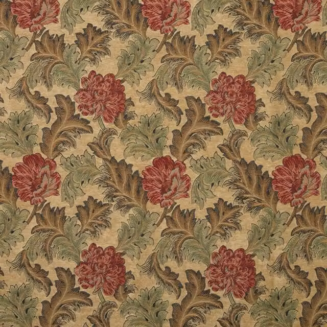 iLiv Harrington Floral Chenille Fabric in Red Earth