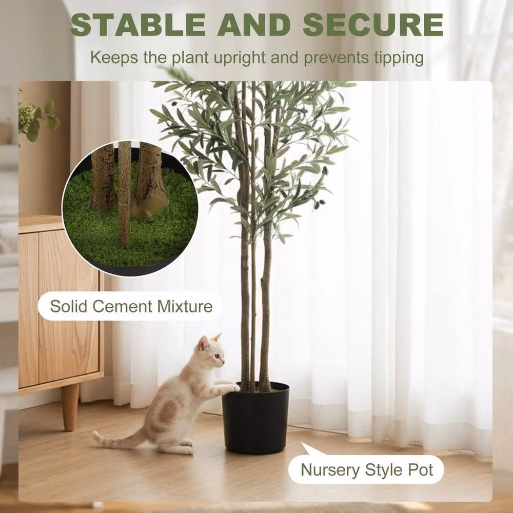 NESTLUNE 175 cm Artificial Mediterranean Olive Tree in Green – 3