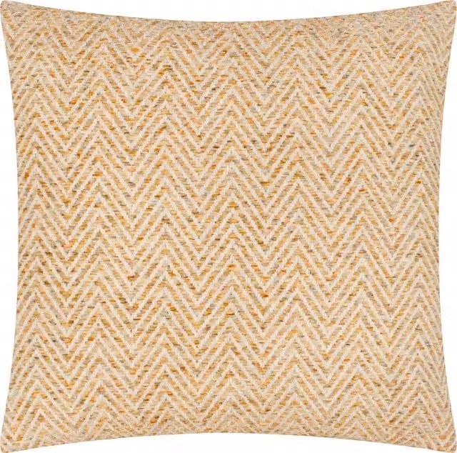 Croft Twill Woven Square Cushion in Yellow Polyester
