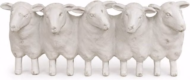 Gifts Direct 2 U Sheep Herd Ceramic Planter Trough in Distressed Cream Beige and White, W/D/H: 31.0 x 17.0 x 14.0 cm – 1