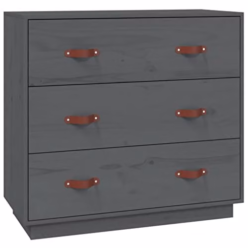 vidaXL Modern Grey Solid Wood Pine Sideboard W/D/H: 80 x 40 x 75 cm – 1