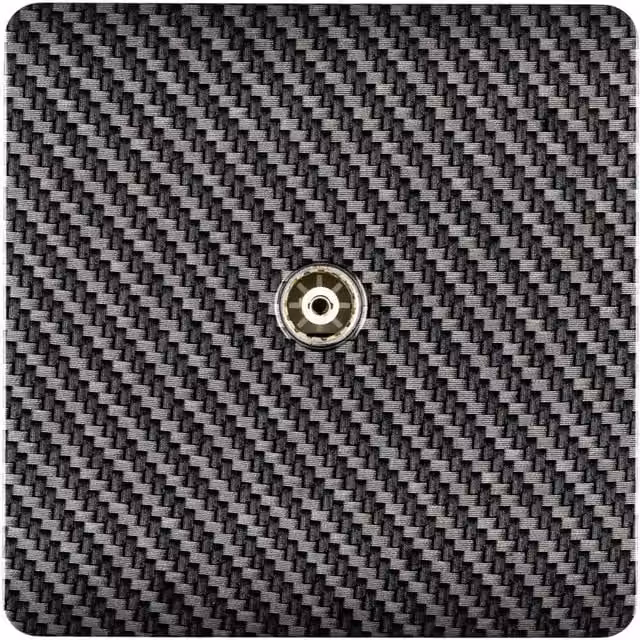 Trendi Switch 1 Gang Female Co-Axial Television Socket in Carbon Fibre Black and Silver