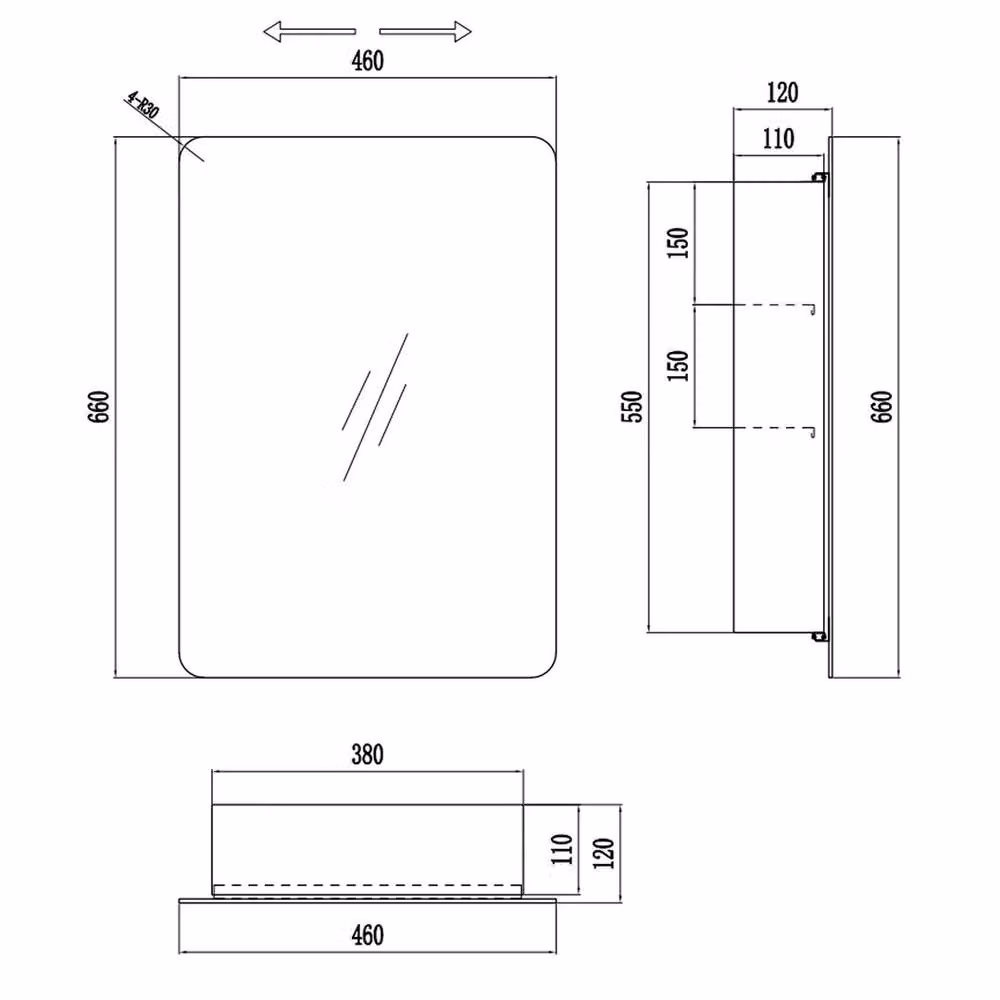 SPETLEK Silver Wall Mounted Bathroom Mirror Cabinet with Sliding Doors – 2