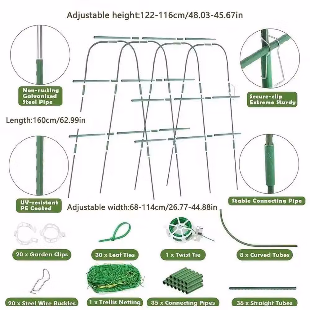 NESTLUNE Heavy Duty Green Garden U-Frame Plant Support Trellis for Climbers and Vegetables, H 100 cm x W 15 cm – 2