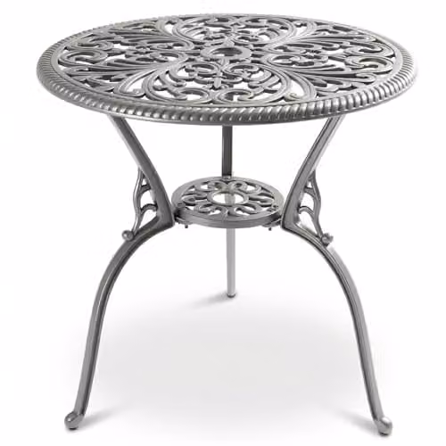Centurion BANGUI Outdoor Bistro Table in Grey Cast Aluminium with Parasol Hole, Diameter: 68.5 cm, Height: 70 cm