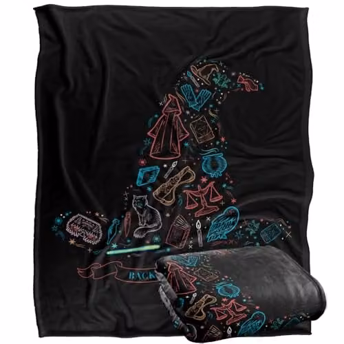 LOGOVISION Harry Potter Back to Hogwarts Super Soft Silky Touch Fleece Throw Blanket, Multicolour, W: 127 cm x L: 152.4 cm