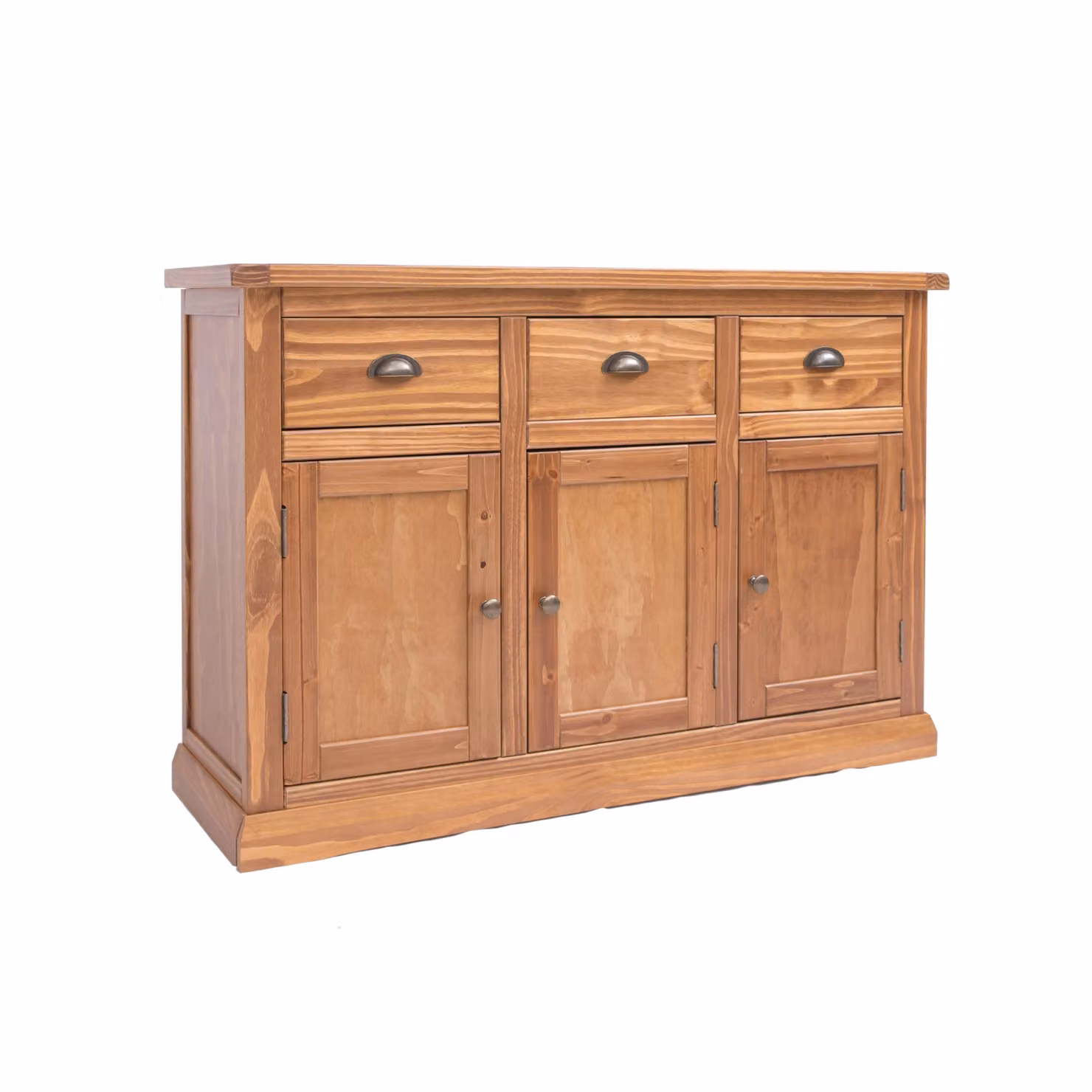 Cabinet Bits Tirolo Lacquered 3 Door 3 Drawer Sideboard in Brown with Brass Cup Handles – 2