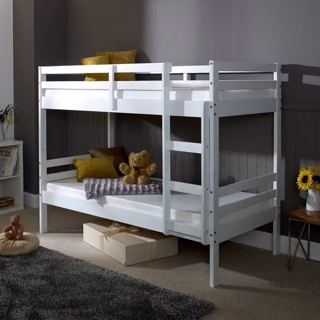 Amani Durham White Solid Wood Bunk Bed that Converts to Two Small Single Beds