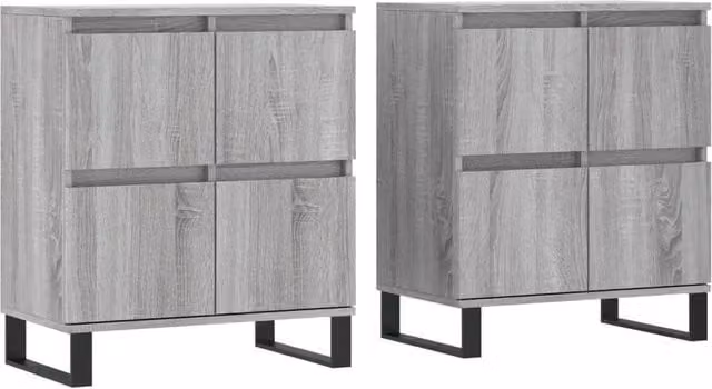 Berkfield Home Set of 2 Grey Sonoma Sideboards in Matt MDF