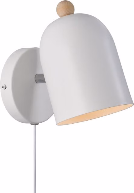 Nordlux Gaston Adjustable Wall Light in White Metal and Wood with E27 Socket – 1