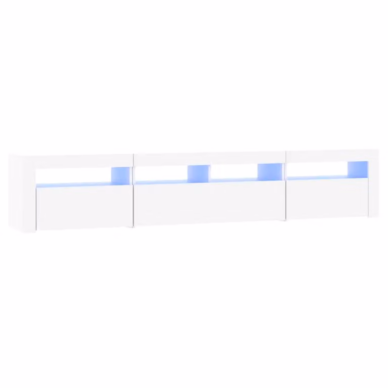 Berkfield Home Modern TV Cabinet with LED Lights in White, W: 210 cm, D: 35 cm, H: 40 cm