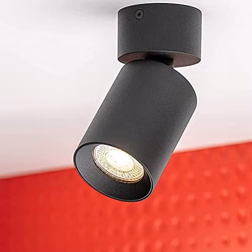 CGC Lighting Black Aluminium Cylinder Adjustable Spotlight for Wall or Ceiling Mount – 1