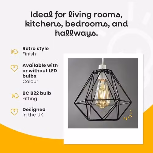 MiniSun Retro Style Black Metal Basket Lantern Pendant Light Shades, Set of 2, Shade Width: 23.5 cm – 3