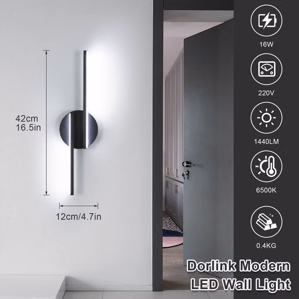 Pheashine Black LED Aluminium Wall Lamp with Cool White Light, W/D/H: 44 x 12 x 5 cm – 2