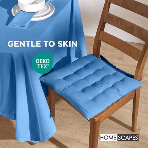 Homescapes Cotton Seat Pad, Blue, W/D/H: 40 x 40 x 6.5 cm – 3