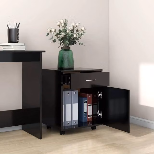 Berkfield Home Rolling Cabinet in Black, W/D/H: 45 x 38 x 54 cm – 1