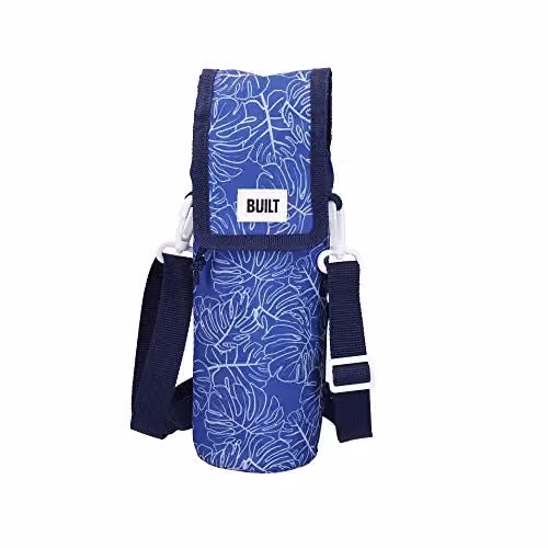 BUILT New York Hands Free Bottle Carrier in Blue and White, W/D/H: 9 x 11 x 25 cm