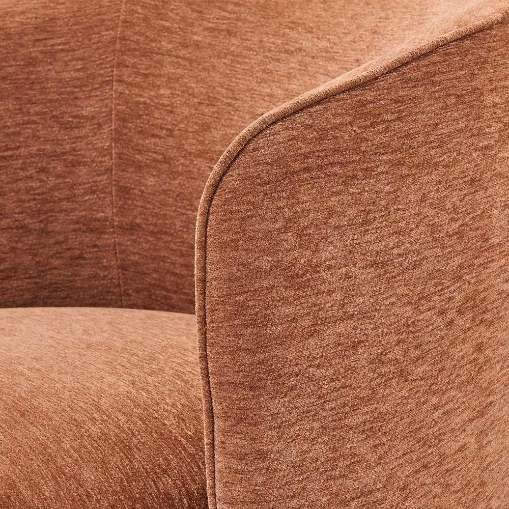 FurnitureboxUK Liode Orange and Black Fabric Round Swivel Accent Chair – 3