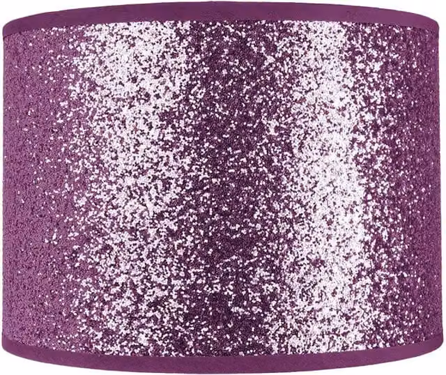 Happy Homewares Modern Purple Glitter Fabric Cylinder Pendant Lamp Shade, Diameter: 25.4 cm – 1