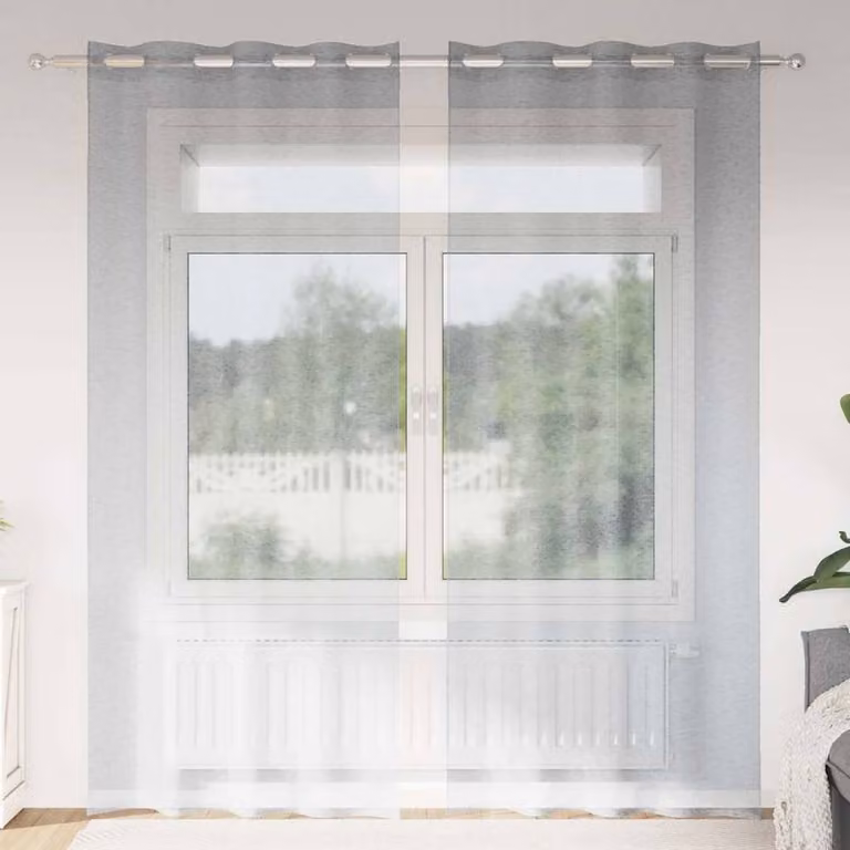 Berkfield Home Grey Polyester Eyelet Curtains, 2 Pack, W: 140 cm, H: 260 cm