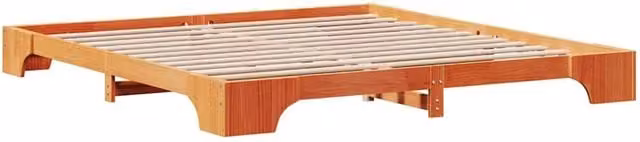 Berkfield Home Solid Wood Pine Bed Frame in Wax Brown, 200 x 200 cm – 1