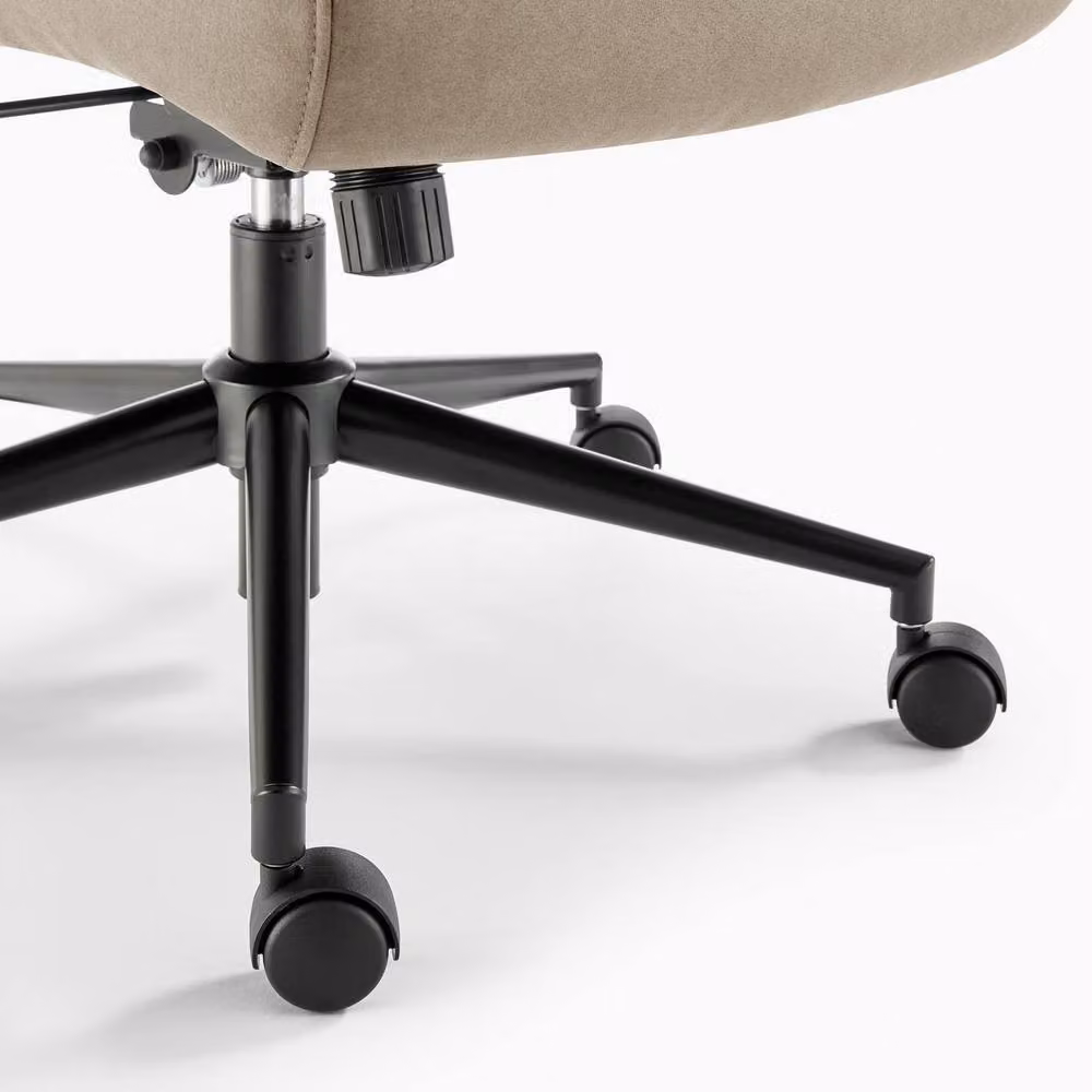 FurnitureboxUK Greer Beige Faux Leather Executive Swivel Office Chair with Headrest and Armrests – 4