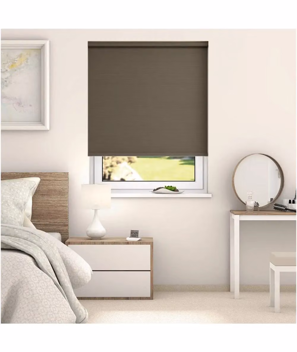 New Edge Blinds Chocolate Brown Thermal Blackout No Drill Adhesive Roller Blind, W: 70 cm, H: 170 cm – 2