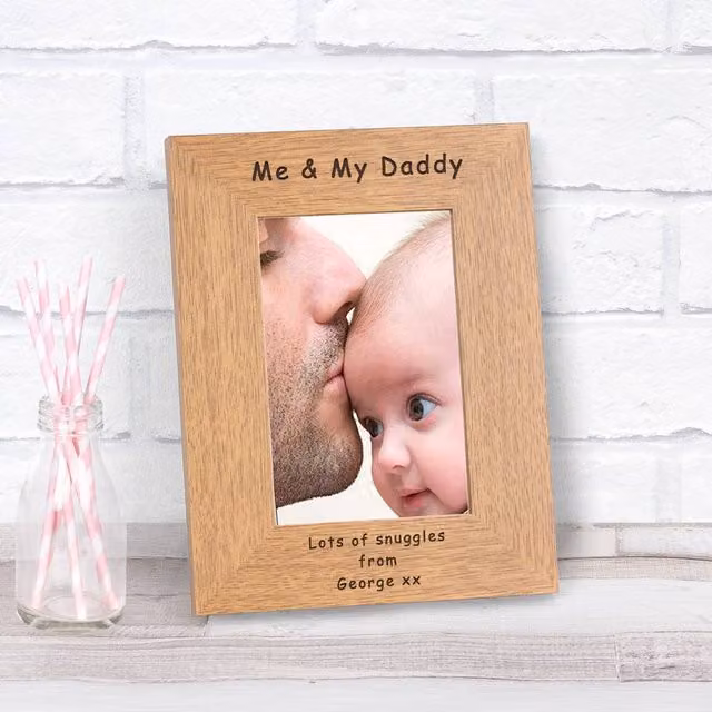 Uniqueful Personalised Me My Daddy Wood Picture Frame, Brown, W/H: 15 x 10 cm