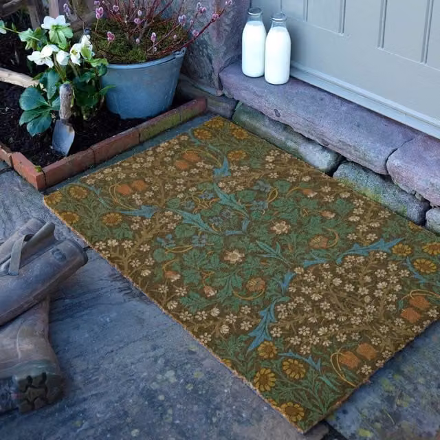 Artsy Mats William Morris Tulips Floral Doormat in Brown and Multicolour, W: 90 cm, D: 60 cm