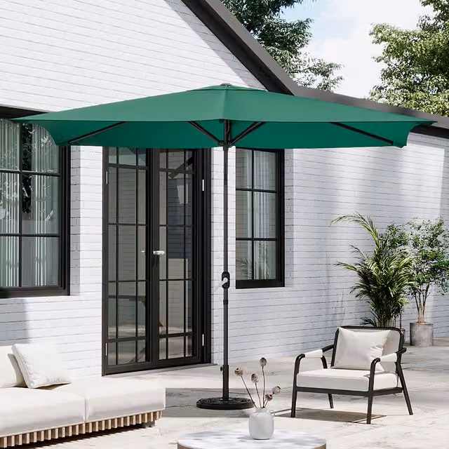 Breeins Rectangular Parasol with Concrete Base in Green
