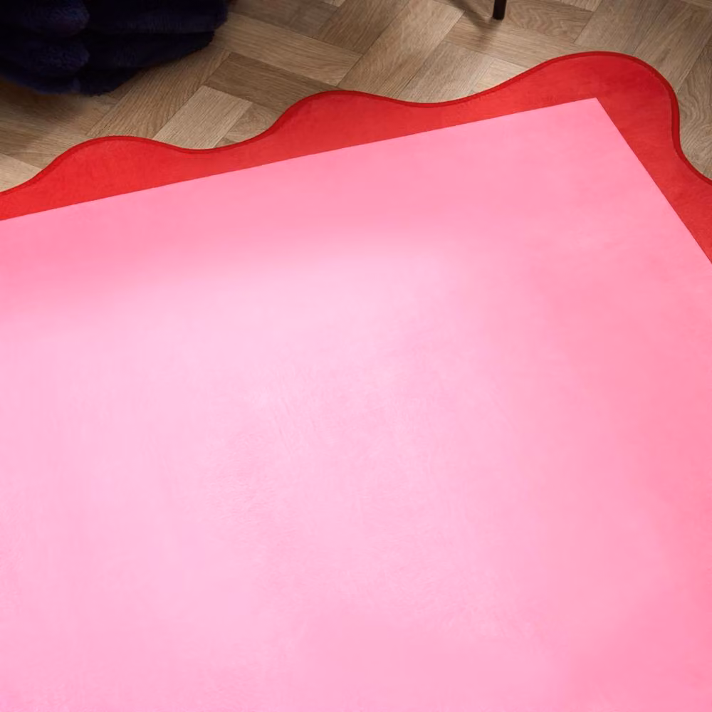 OHS Scallop Edge Non Slip Soft Area Rug in Bright Pink, W: 160 cm, D: 230 cm – 2