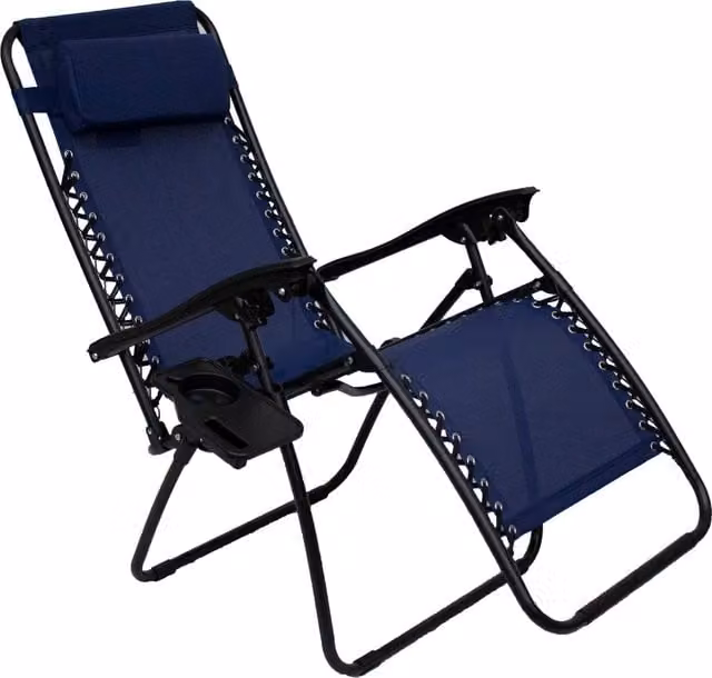 Royalcraft Set of 2 Blue Zero Gravity Relaxer Chairs with Adjustable Headrests and Cup Holders
