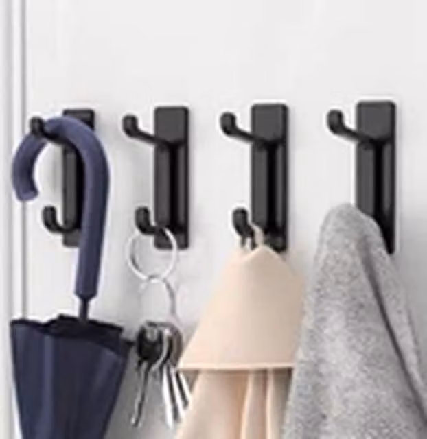 Havendro 4-Piece Black Self-Adhesive Extra Strong Wall Hooks