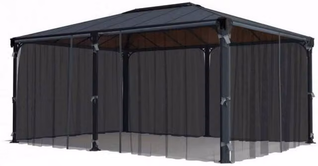 Palram Grey Polyester Net Curtain Set for Rectangle Gazebo 4000/5000, W: 465 cm, H: 217 cm