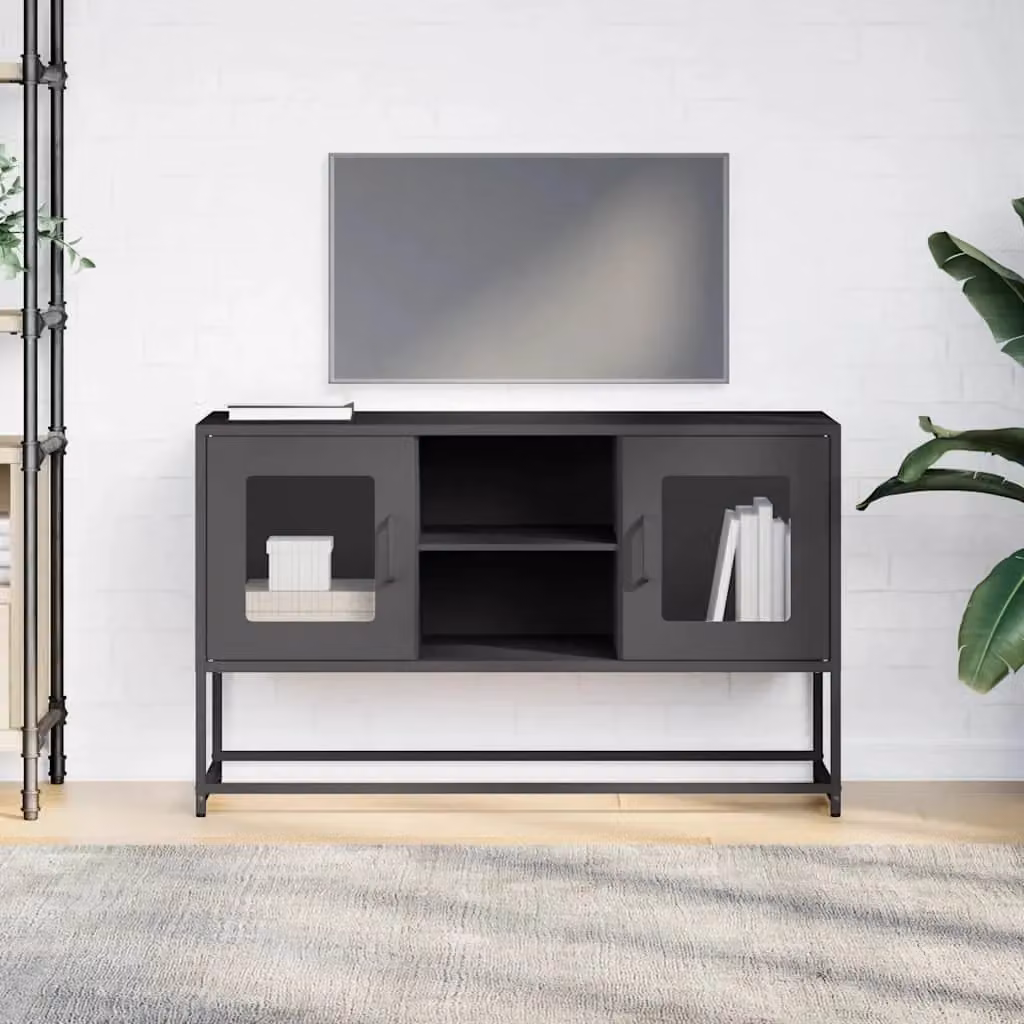 Berkfield Home Industrial TV Cabinet in Black Metal, W: 100.5 cm, D: 39 cm, H: 60.5 cm – 3
