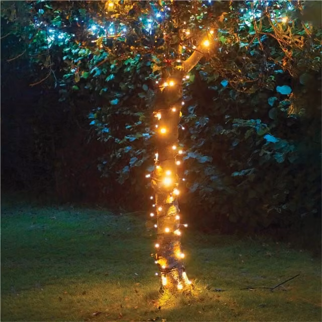 Xmas Haus Connectable LED String Lights with Black Rubber Cable in Warm White, 15m – 1