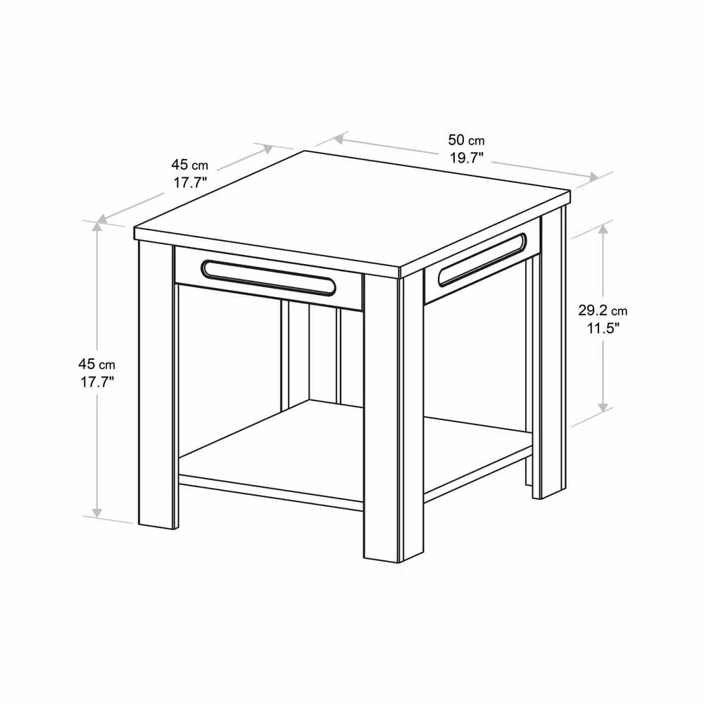AVF Whitesands Modern Square Side Table in Grey, W: 50 cm, D: 45 cm – 3