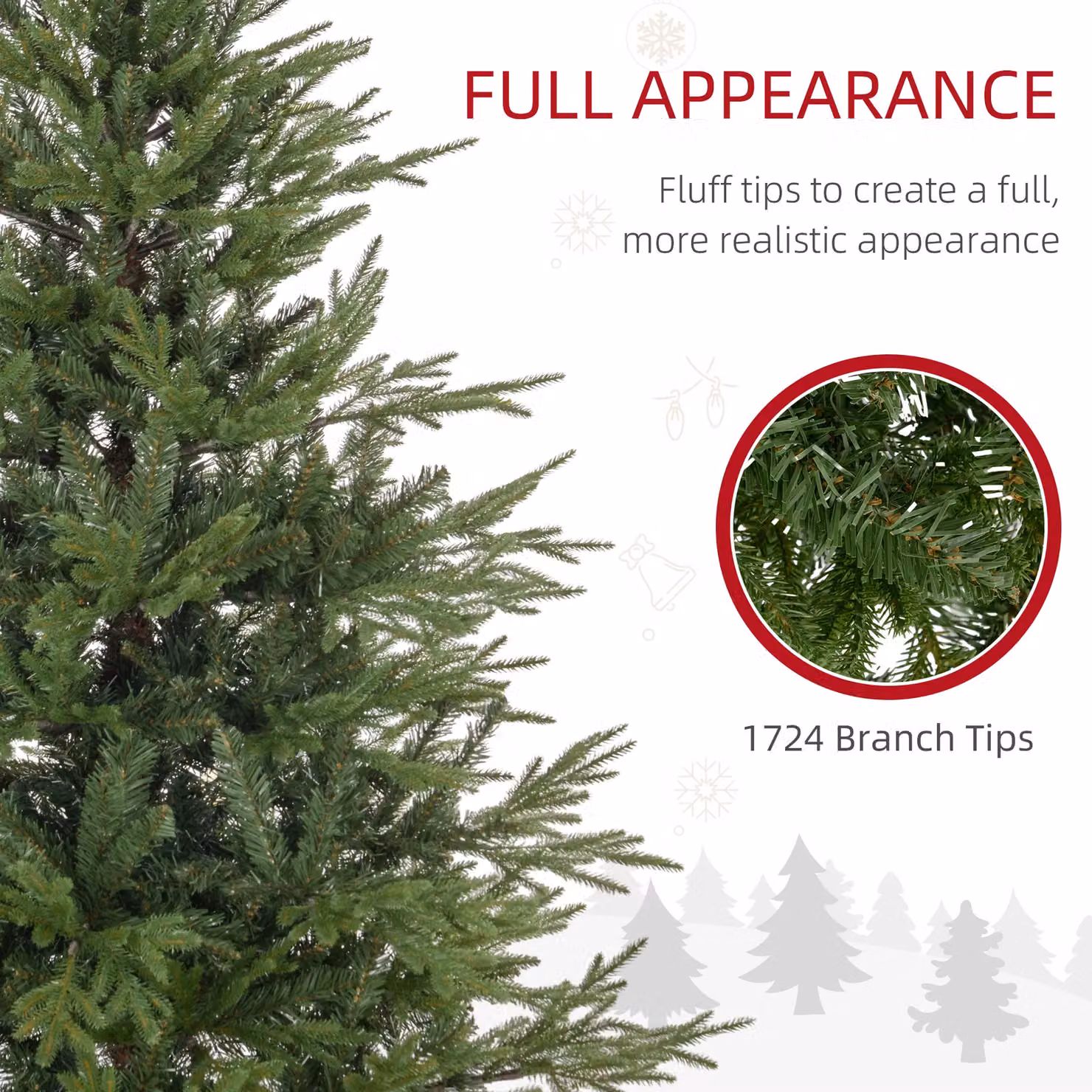 HOMCOM Green Artificial Christmas Tree with Realistic Hinged Branches, Height: 152.4 cm – 4