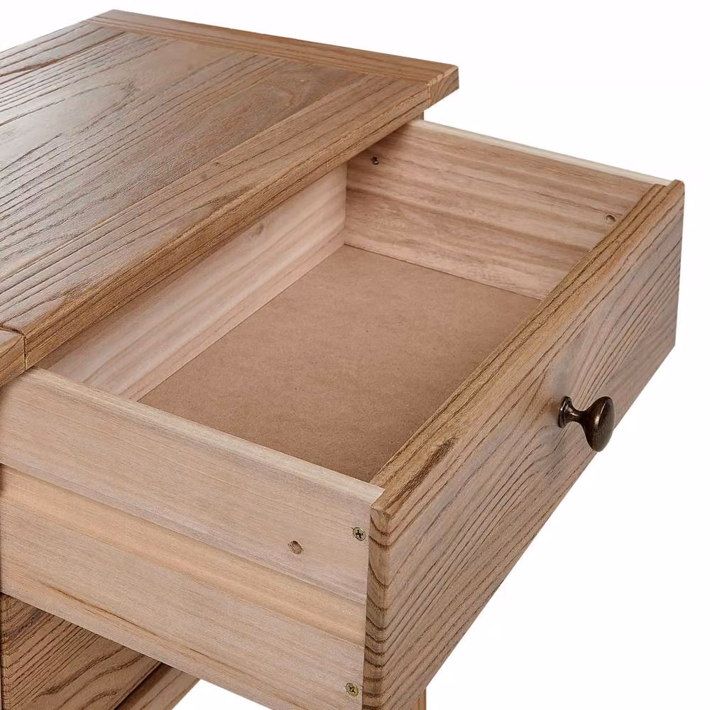 Wyld and Coco Sassafras 2-Drawer Bedside Table in Rustic Brown Wood – 4